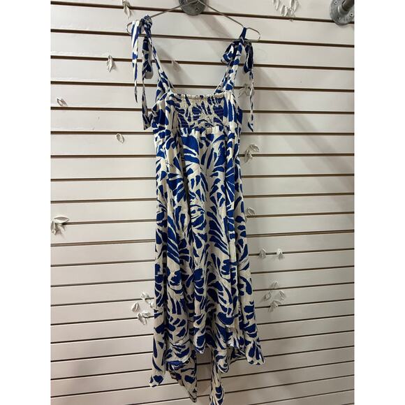 Alexis Target Floral Print A-Line Asymmetrical Midi Dress Blue White - Picture 7 of 8